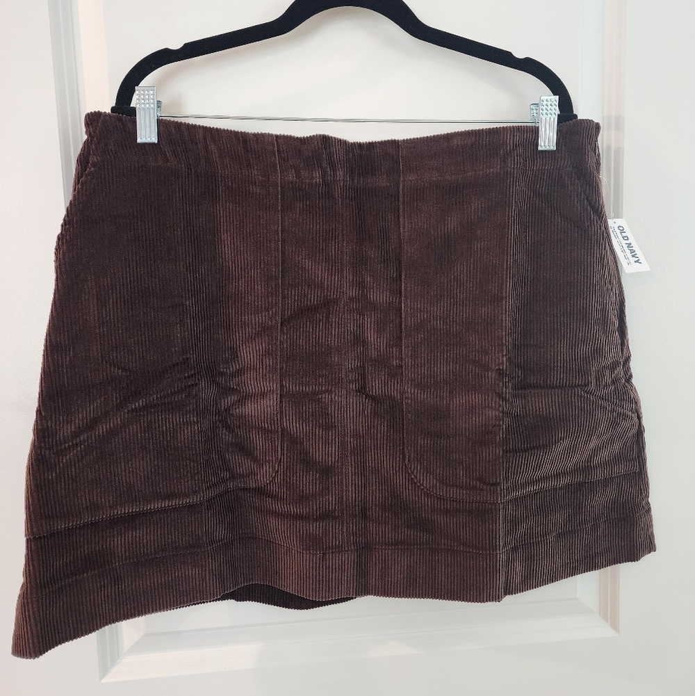 Old Navy Brown Corduroy Skirt With Pockets Size XL
